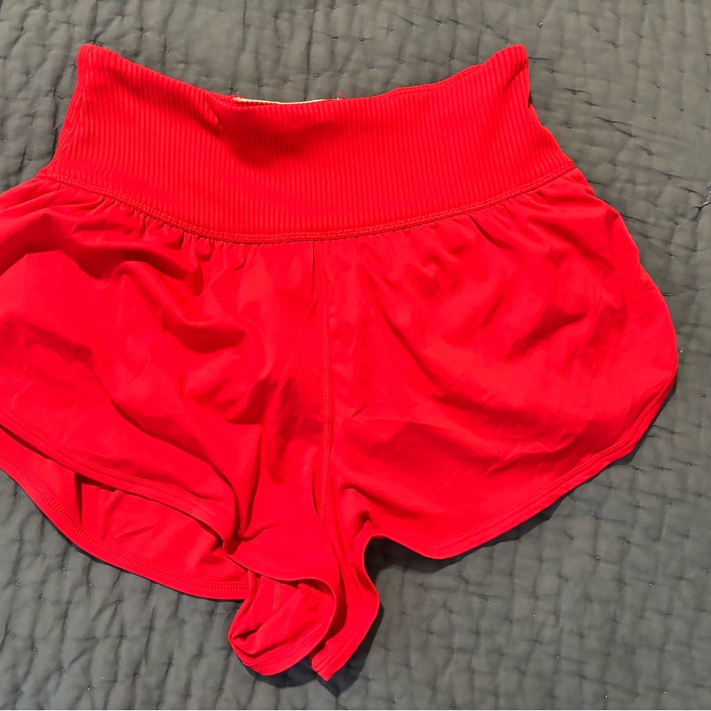 FP Movement Red Athletic Shorts with Elastic Waistband and Pocket